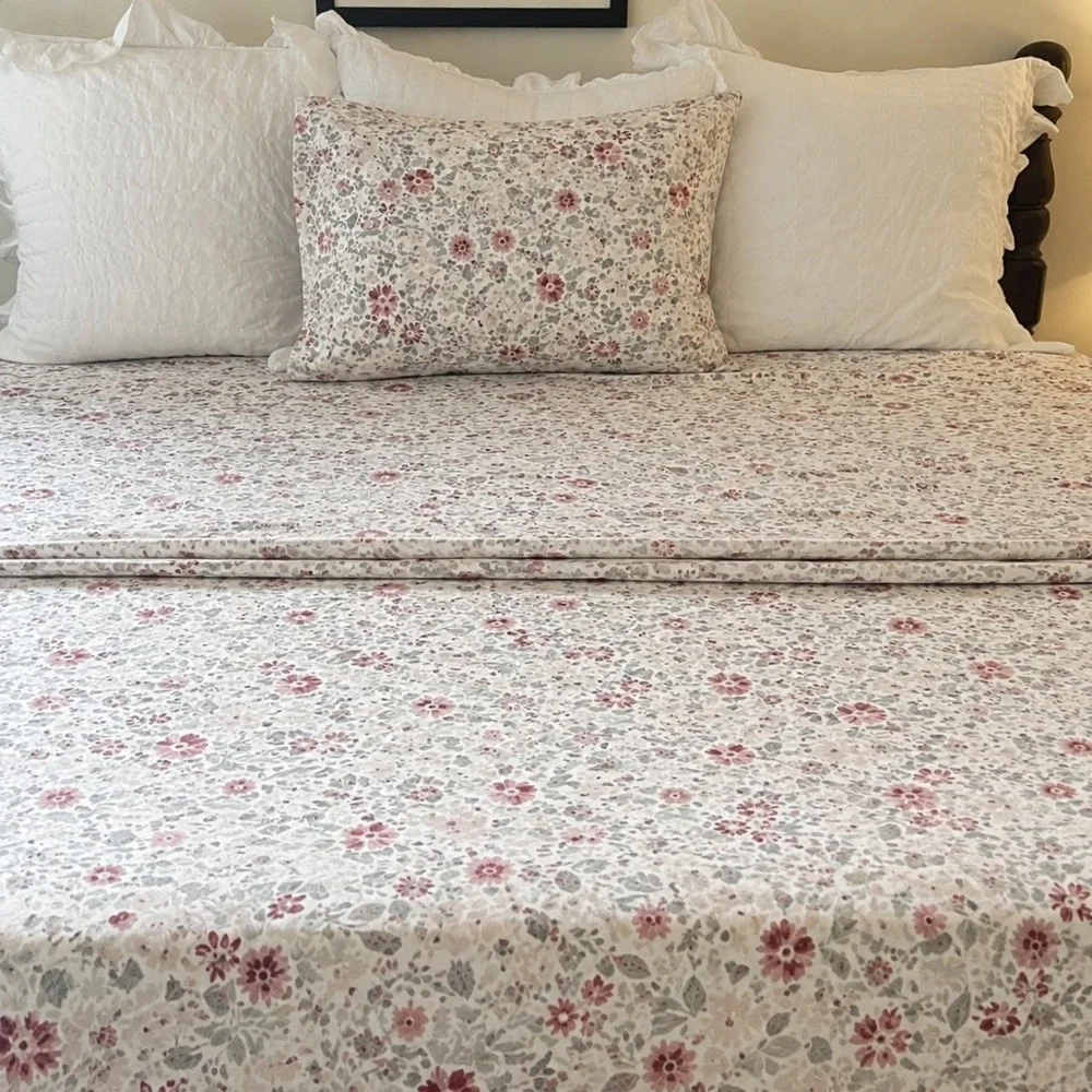 Lauren Ralph Lauren Vintage Cottage Floral Twin Sheet Set 3Pc Cotton Pink Sage
